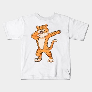 Funny tiger at dabbing Kids T-Shirt